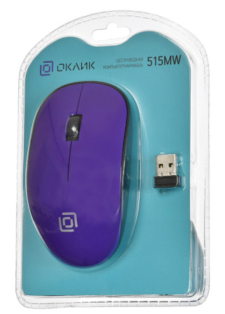 Мышь Oklick 515MW черный/пурпурный беспроводная USB