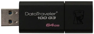 Карта USB3.0 64 GB Kingston DataTraveler DT100G3/64GB черный