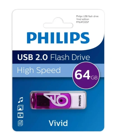 Карта USB2.0 64 GB PHILIPS VIVID2.0 