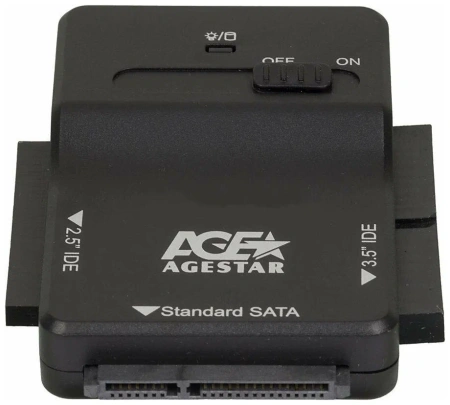 Док станция для HDD AgeStar 3FBCP1 SATA IDE пластик черный (*9)