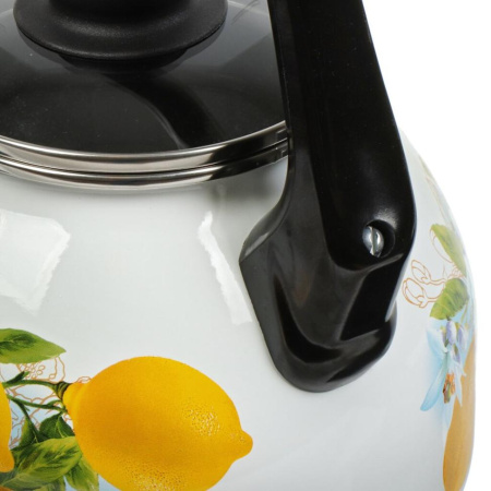 Чайник со свистком "Сибирские товары", Лимоны, эмаль, индукция, белый, 3 л.( С2717.3)
