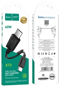 Кабель USB 3.0 Type C - Type C 1 м Hoco X73 черный