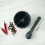 Ступка Доляна «Чёрный мрамор», Ф10 см, пластик, с пестиком (3929318)