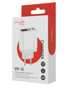 СЗУ Vixion VH-12 3.1A Smart IC с дисплеем PRO белый