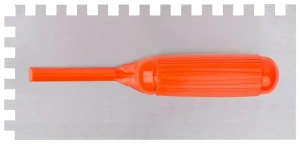 Гладилка FIT стальная 280х130мм с пластиковой ручкой зубчатая 10х10мм.(05139)