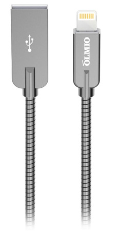 Кабель USB 2.0 A вилка - 8pin 1.2м OLMIO 2.1A сталь серый