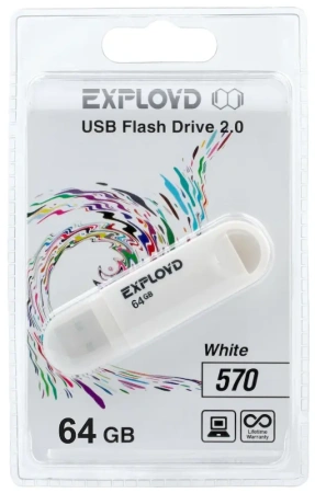 Карта USB2.0 64 GB EXPLOYD 570 белый