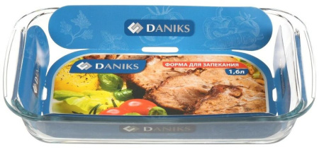 Форма для выпечки стекло DANIKS, прямоугольная, 17.7х29.7х5 см, 1,6л (OCT-NR1103)