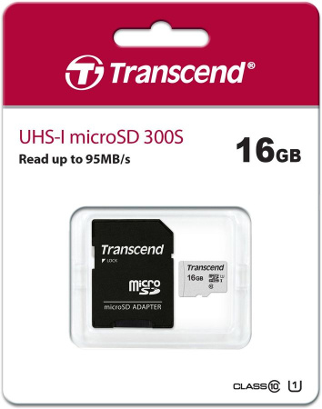 Карта micro-SD 16 GB TRANSCEND TS16GUSD300S-A + adapter