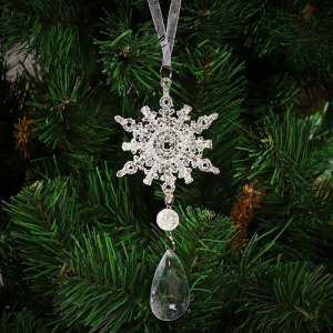 Украшение ёлочное "Снежинка", серебро, 7.5 см (SYYKLA-1822163)