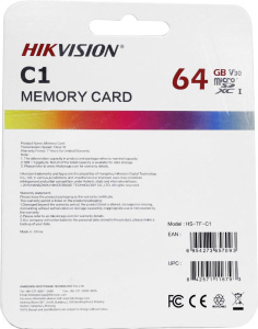 Карта micro-SD 64 GB Hikvision Class10 HS-TF-C1(STD)/64G/Adapter + adapter