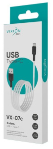 Кабель USB 2.0 A вилка - Type C 1 м  Vixion VX-07c PRO 2.4A белый