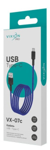 Кабель USB 2.0 A вилка - Type C 1 м  Vixion VX-07c PRO 2.4A синий