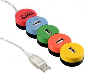 Коммутатор USB 2.0 Buro BU-HUB4-0.5-U2.0-Snake 4порт. разноцветный