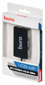 Коммутатор USB2.0 Buro BU-HUB4-U2.0-Slim 4порт. черный