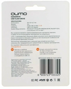 Карта USB2.0 32 GB QUMO Nano QM32GUD-NANO-B Black