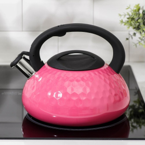 Чайник со свистком Magistro Glow, нерж., индукция, розовый, 3 л.(6534631)