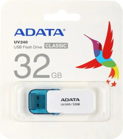 Карта USB2.0 32 GB A-DATA AUV240-32G-RWH белый/голубой