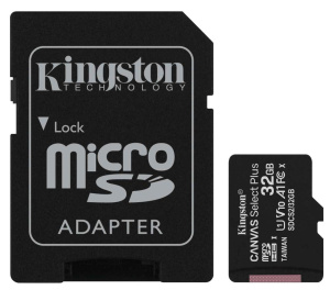 Карта micro-SD 32 GB Kingston Class10 Canvas Select Plus+адаптер