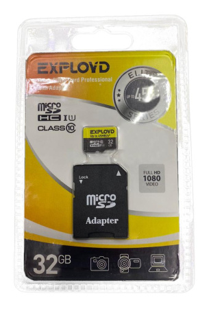 Карта micro-SD 32 GB EXPLOYD Prof. Class10+ адаптер
