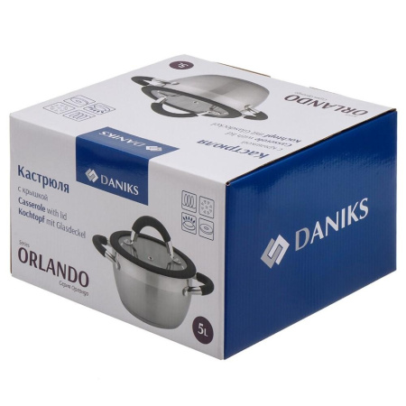 Кастрюля Daniks Орландо, нерж., индукция, 4,9 л. (GS-01435-22CA)