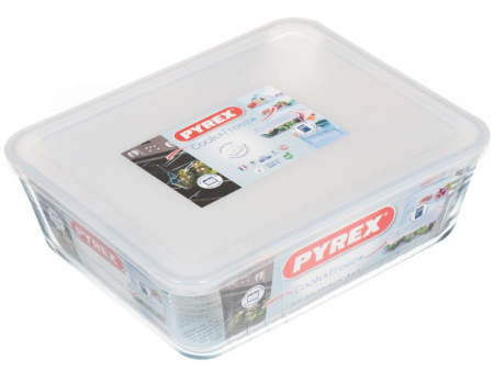 Форма для выпечки стекло Pyrex, Cook Freez, прямоугол., с крышкой, 22х27х9 см, 4 л. (244Р000)