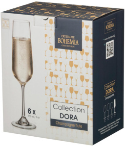 Набор бокалов для шампанского Bohemia, Strix/Dora, 28203/1SF73/200 6шт 200мл