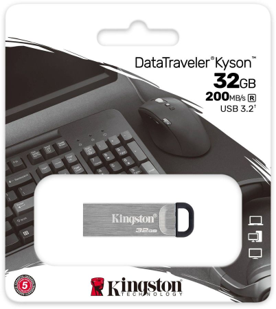 Карта USB3.1 32 GB Kingston DataTraveler Kyson DTKN/32GB серебристый/черный