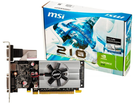 Видеокарта MSI PCI-E N210-1GD3/LP NV GF210 1024Mb 64 DDR3 460/800 DVIx1/HDMIx1/CRTx1 Ret low profile