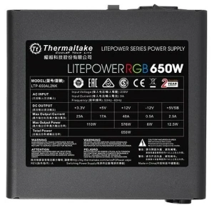Блок питания Thermaltake ATX 650W Litepower RGB 650 (24+4+4pin) APFC 120mm