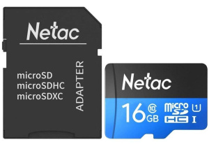 Карта micro-SD 16 GB NETAC NT02P500STN-016G-R P500 + adapter