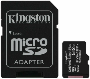 Карта micro-SD 512 GB Kingston SDCS2/512Gb Canvas Select Plus + adapter