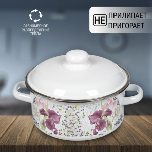 Кастрюля СтальЭмаль, Мозаика белоснежная, эмаль, индукция, 5л (1RB241M)(279560)