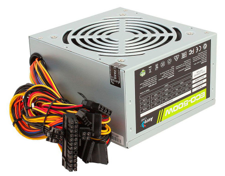 Блок питания Aerocool ATX 500W ECO-500 (24+4pin) 120mm fan 2xSATA RTL