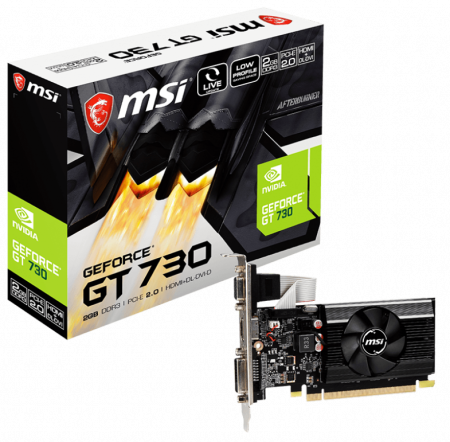 Видеокарта MSI PCI-E N730K-2GD3/LP NV GT730 2048Mb 64 GDDR3 902/1600 DVIx1/HDMIx1/CRTx1/HDCP Ret low